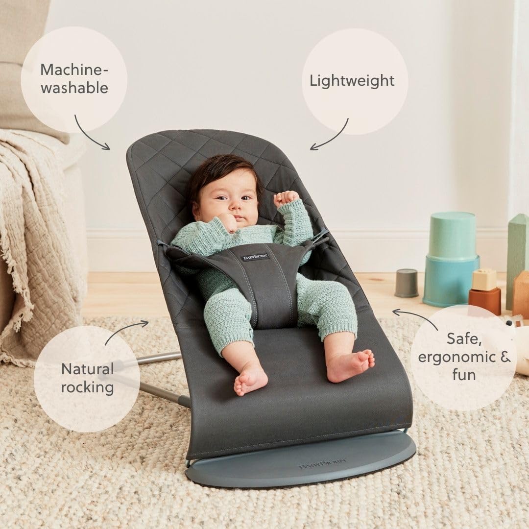 BabyBjörn Hamaca Bliss, Tejido, Acolchado clásico, Antracita - vista 3