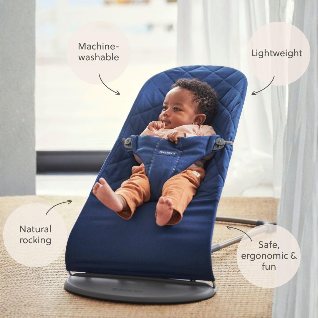 BabyBjörn Hamaca Bliss, Tejido, Acolchado clásico, Azul medianoche - vista 3
