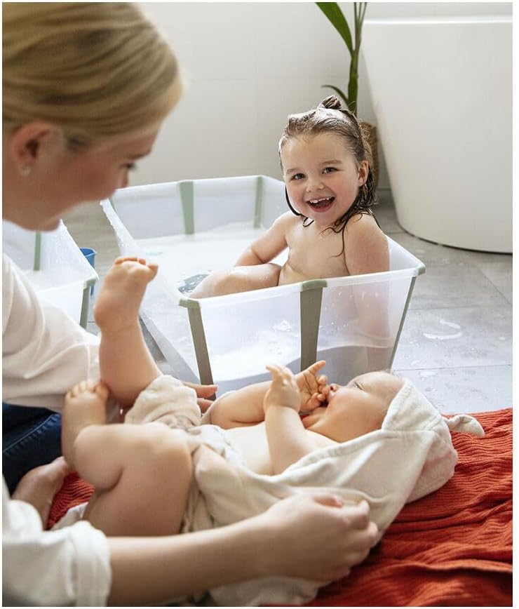 Bañera Stokke Flexi Bath XL, Blanca - Bañera plegable para bebé - Ligera, duradera y fácil de guardar - Práctica para usar en