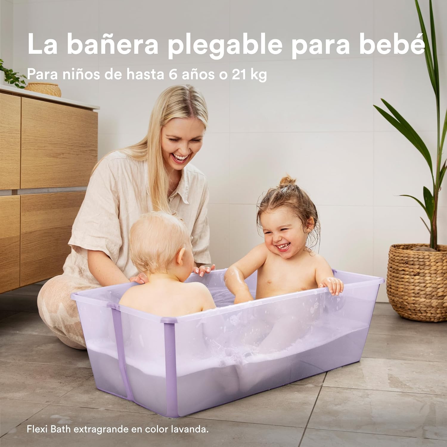 Bañera Stokke Flexi Bath XL, Blanca - Bañera plegable para bebé - Ligera, duradera y fácil de guardar - Práctica para usar en