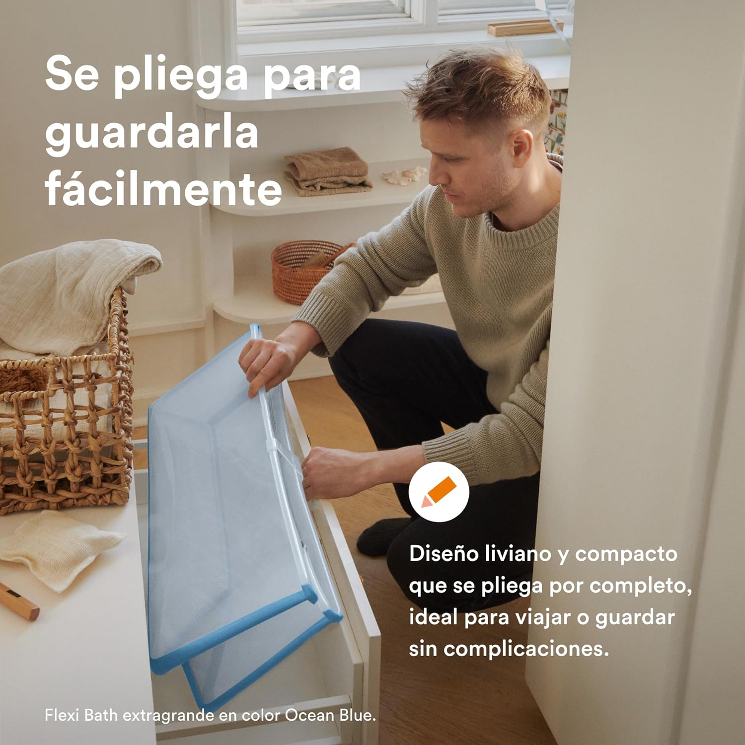 Bañera Stokke Flexi Bath XL, Blanca - Bañera plegable para bebé - Ligera, duradera y fácil de guardar - Práctica para usar en