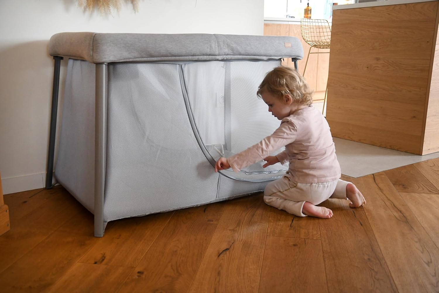 BÉABA, Cama Paraguas 3 en 1, Cuna Bebé, Cama Elevadora, Parque Infantil, Evolutiva, Ligera 6,8 kg, Plegable, Compacta, Bolsa