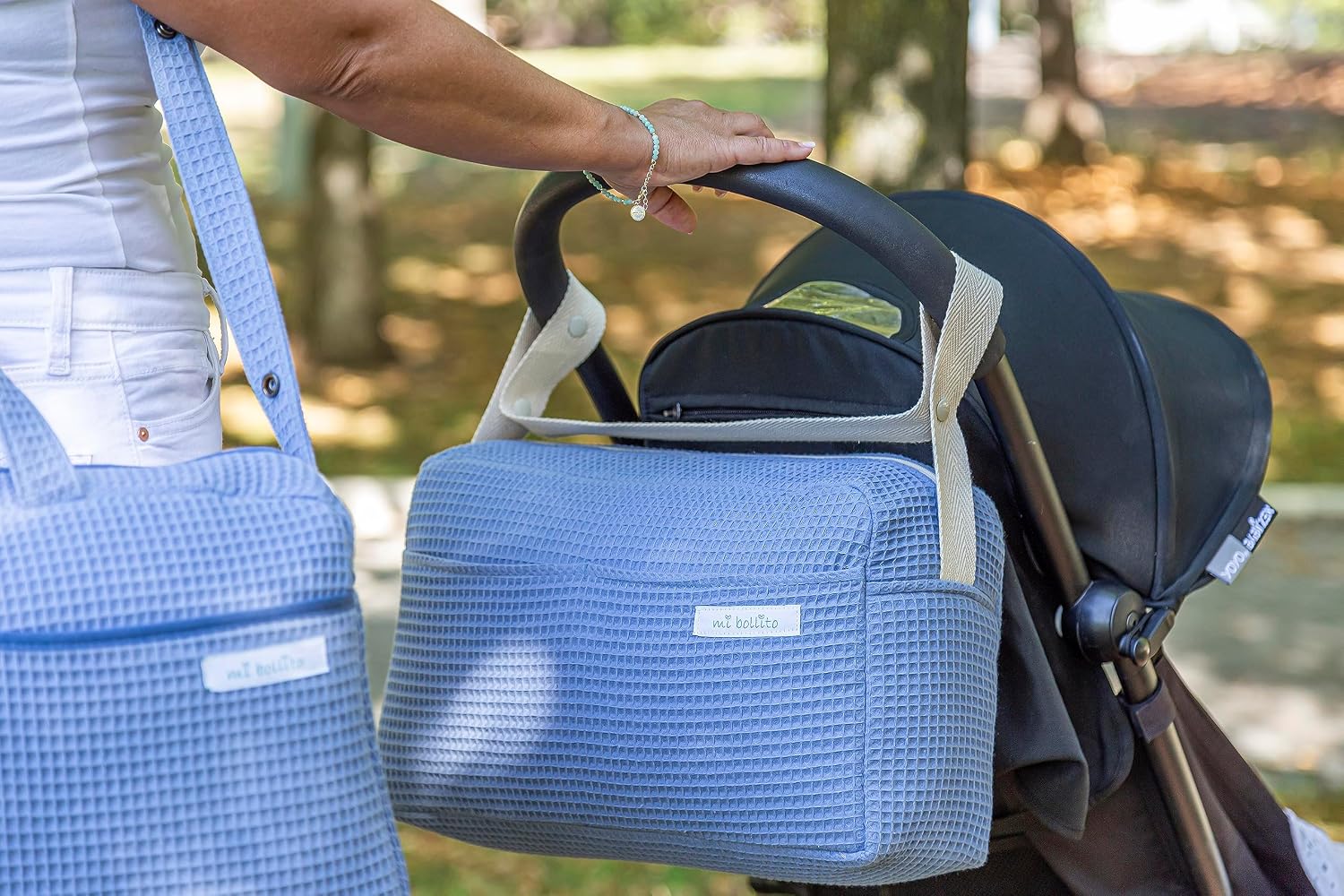 Bolso para carrito de bebé. Bolsa organizadora práctica, elegante y multifuncional de gran capacidad. Producto fabricado en E