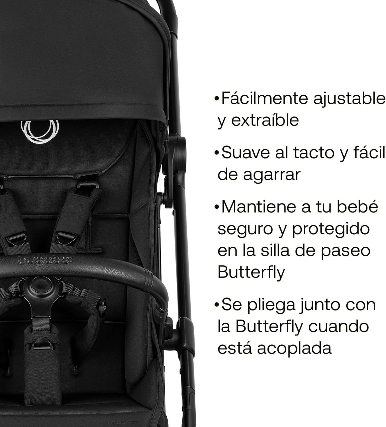 Bugaboo Butterfly 2 Barra de Seguridad Reposabrazos Seguro para Carrito de Bebé Butterfly 2, Ajustable, Fácil de Limpiar, Dis