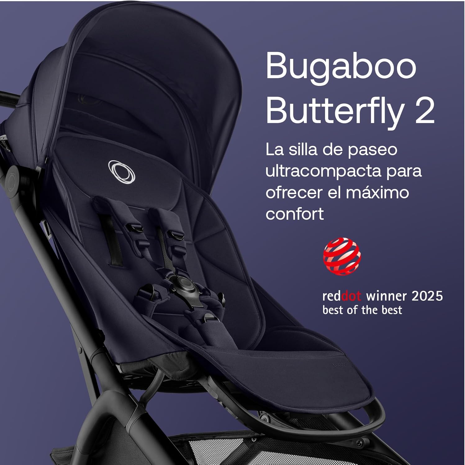 Bugaboo Butterfly 2 Silla de paseo de viaje, Tamaño Cabina de avión, Sillita Ligera Portátil y Plegable a una Mano, con Asien