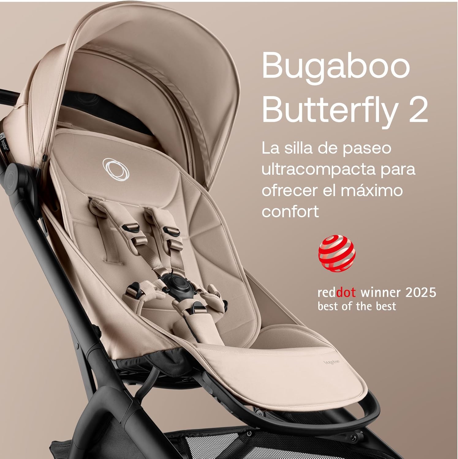 Bugaboo Butterfly 2 Silla de paseo de viaje, Tamaño Cabina de avión, Sillita Ligera Portátil y Plegable a una Mano, con Asien