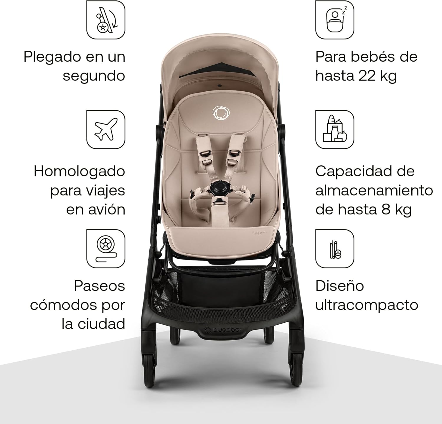 Bugaboo Butterfly 2 Silla de paseo de viaje, Tamaño Cabina de avión, Sillita Ligera Portátil y Plegable a una Mano, con Asien