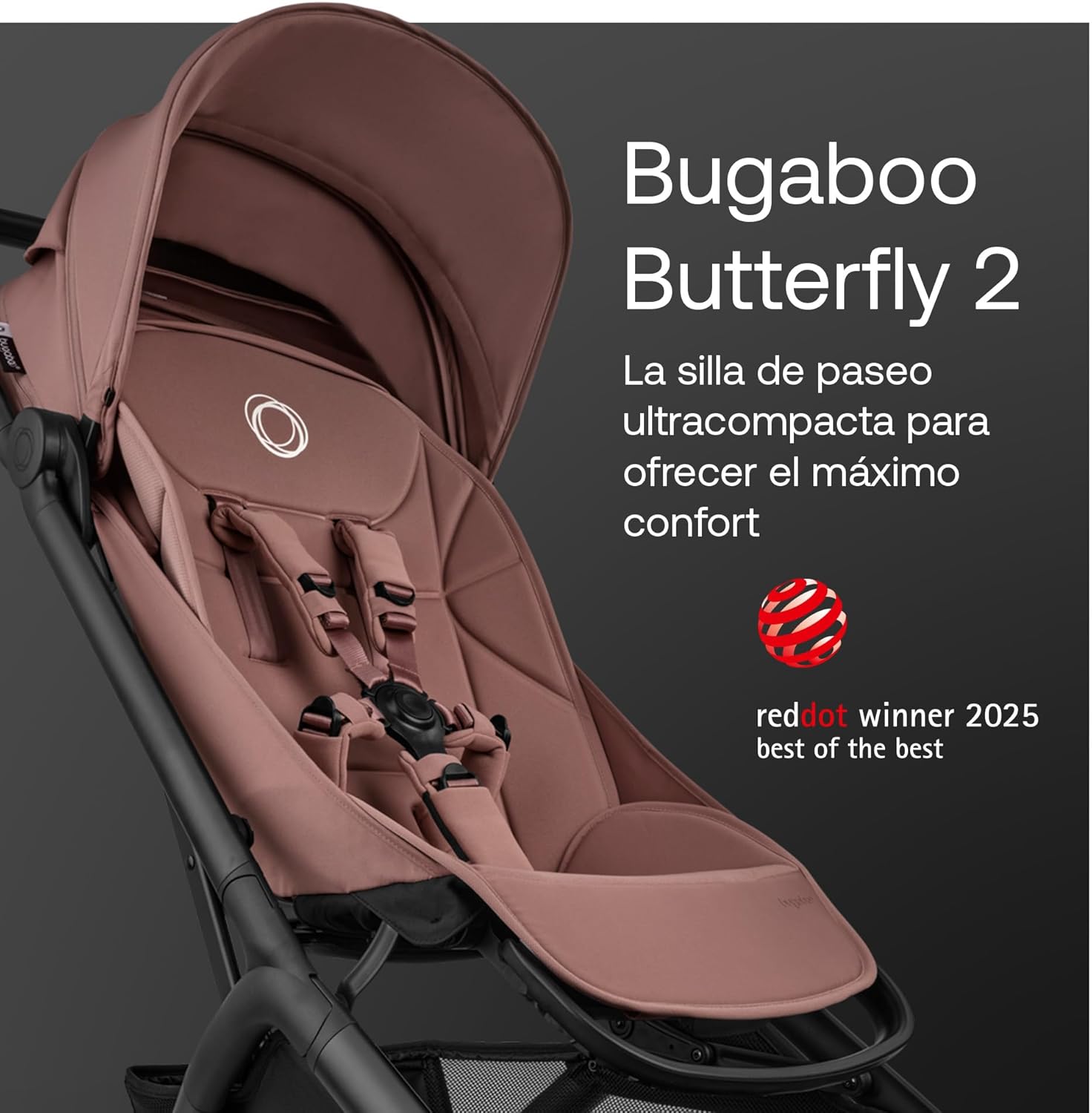 Bugaboo Butterfly 2 Silla de paseo de viaje, Tamaño Cabina de avión, Sillita Ligera Portátil y Plegable a una Mano, con Asien