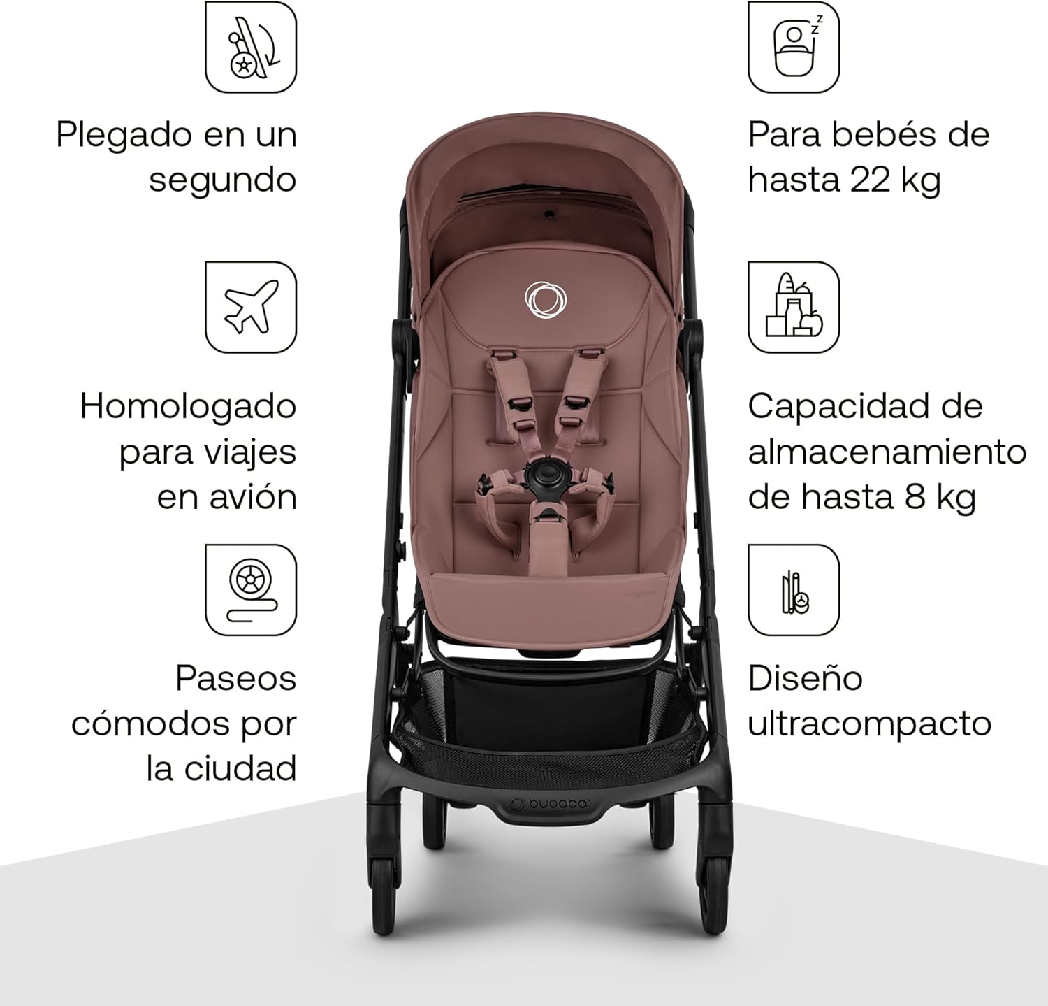 Bugaboo Butterfly 2 Silla de paseo de viaje, Tamaño Cabina de avión, Sillita Ligera Portátil y Plegable a una Mano, con Asien