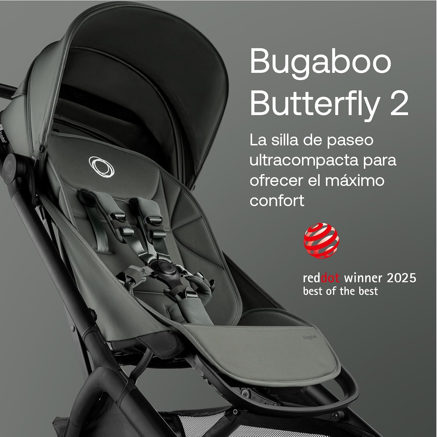 Bugaboo Butterfly 2 Silla de paseo de viaje, Tamaño Cabina de avión, Sillita Ligera Portátil y Plegable a una Mano, con Asien