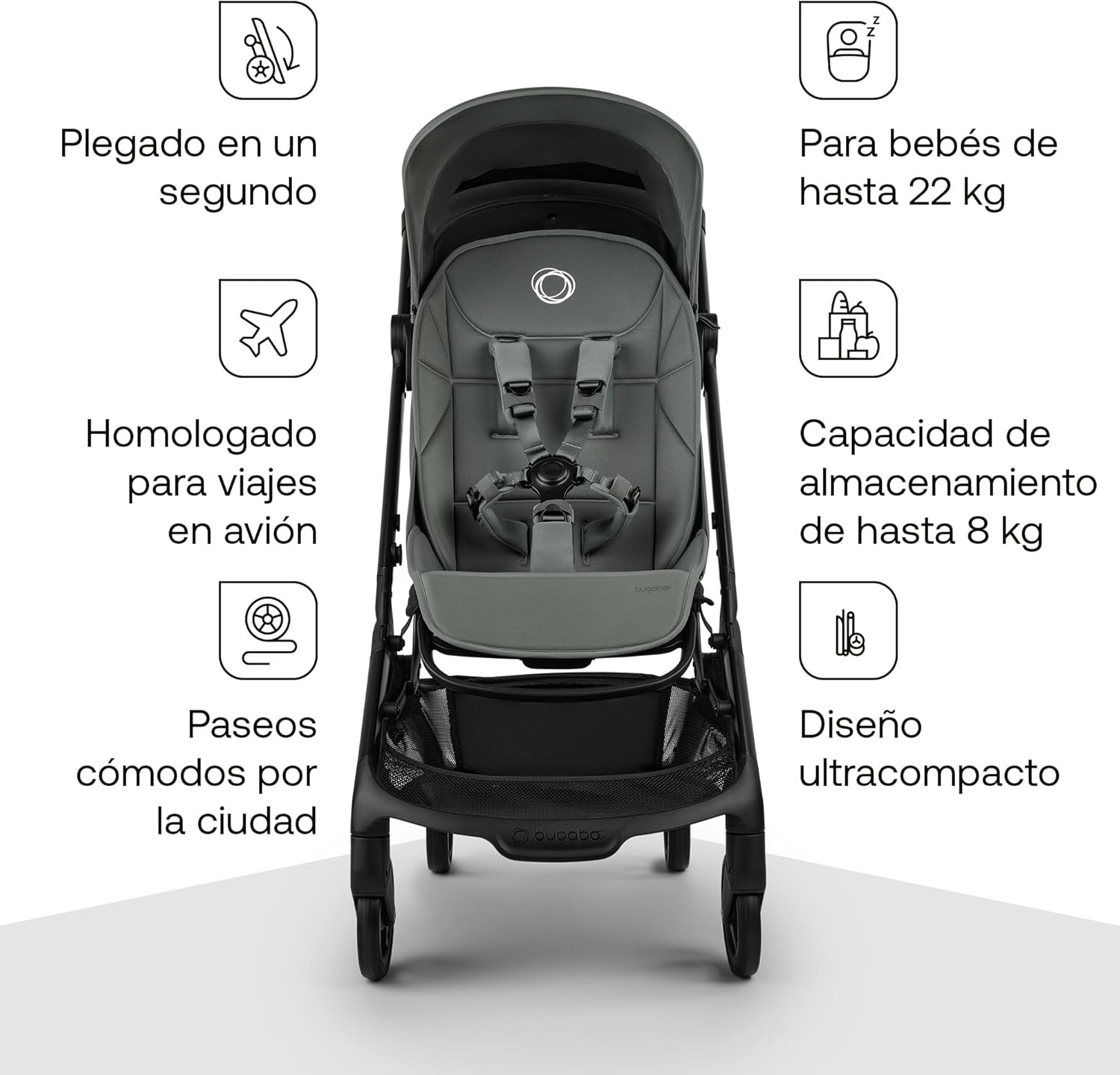 Bugaboo Butterfly 2 Silla de paseo de viaje, Tamaño Cabina de avión, Sillita Ligera Portátil y Plegable a una Mano, con Asien
