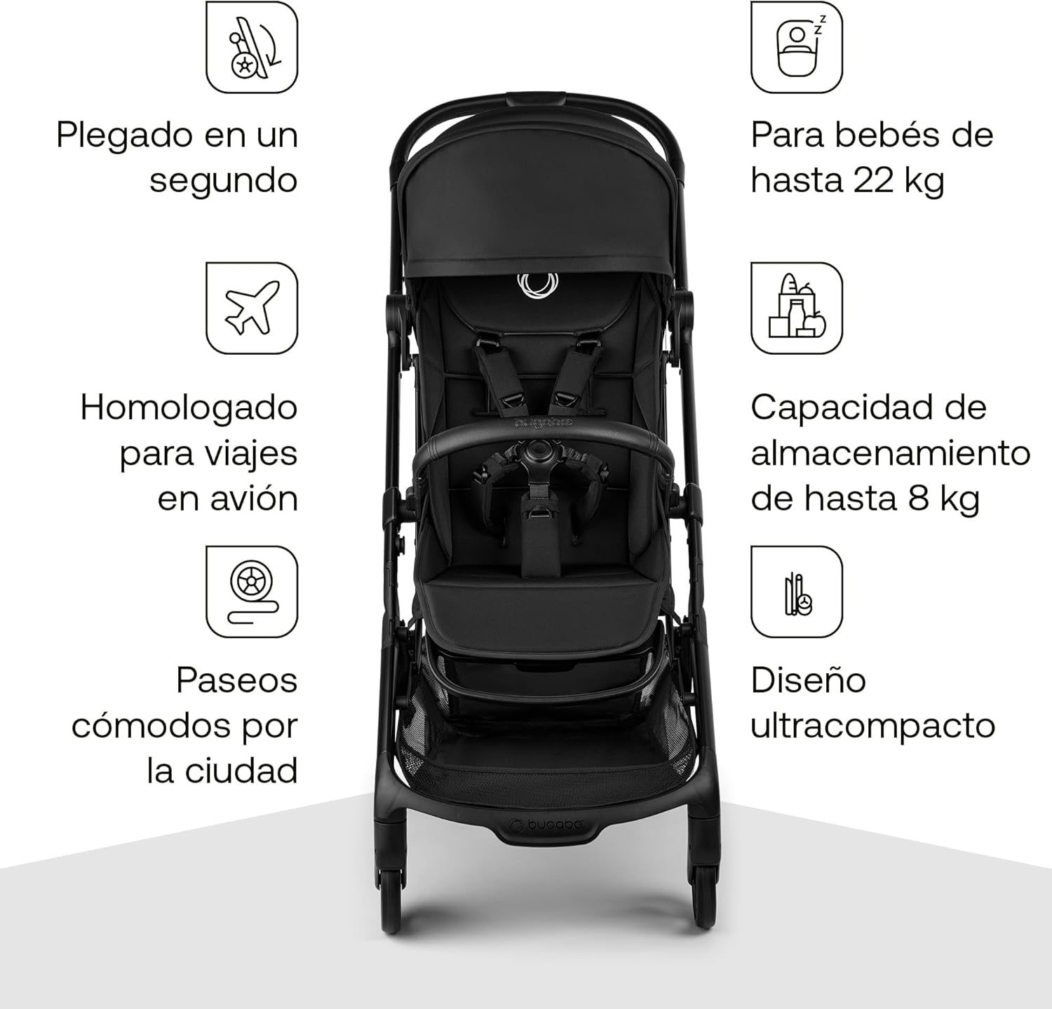 Bugaboo Butterfly 2 Silla de paseo de viaje, Tamaño Cabina de avión, Sillita Ligera Portátil y Plegable a una Mano, con Asien