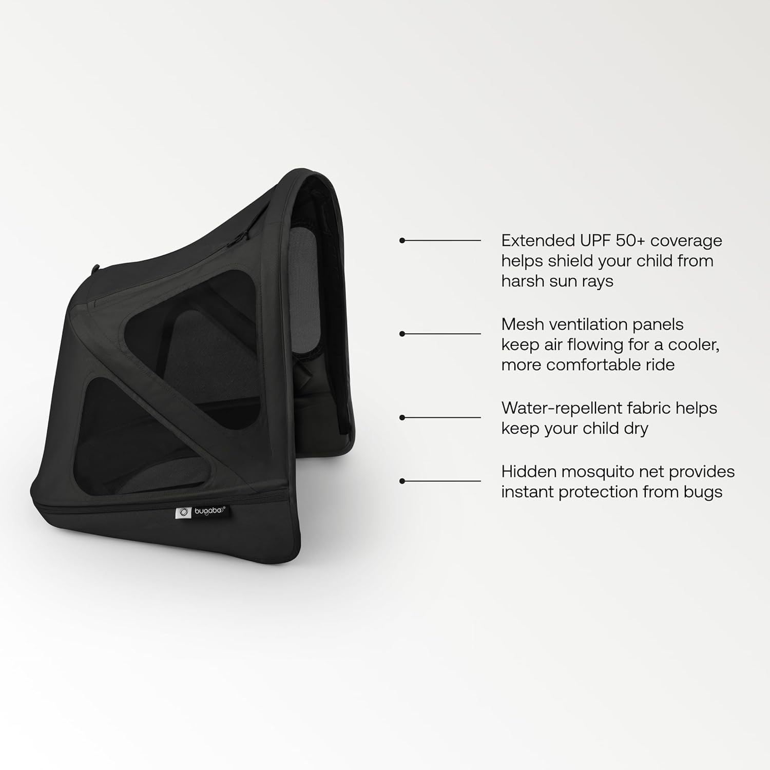 Bugaboo Capota ventilada Fox y Cameleon, extensible para una protección adicional y una protección solar óptima, repelente al