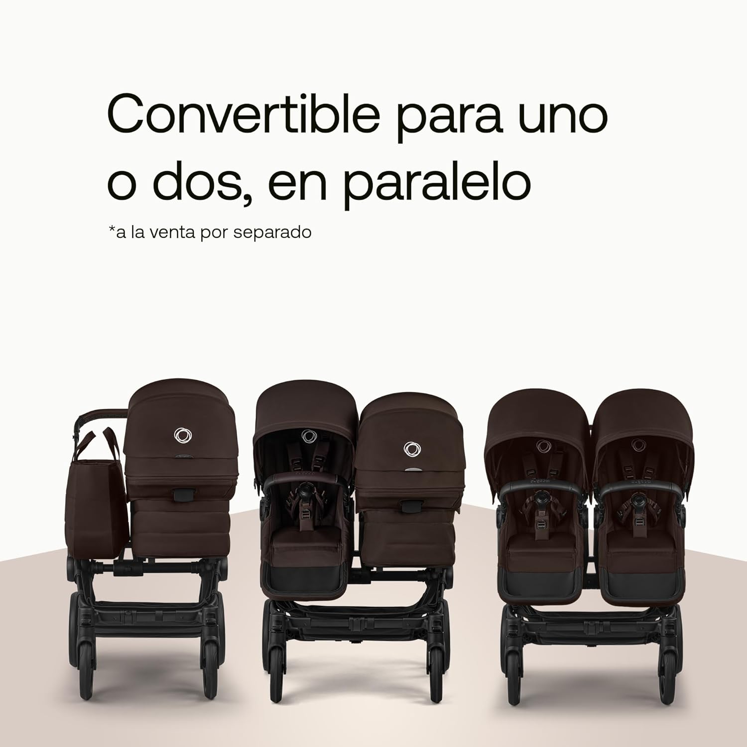 Bugaboo Donkey 6 carrito individual convertible en doble y gemelar, carrito para recién nacido y niño pequeño, doble almacena