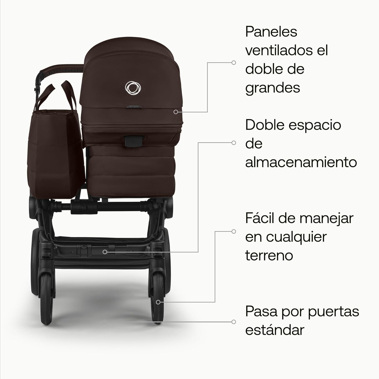 Bugaboo Donkey 6 carrito individual convertible en doble y gemelar, carrito para recién nacido y niño pequeño, doble almacena