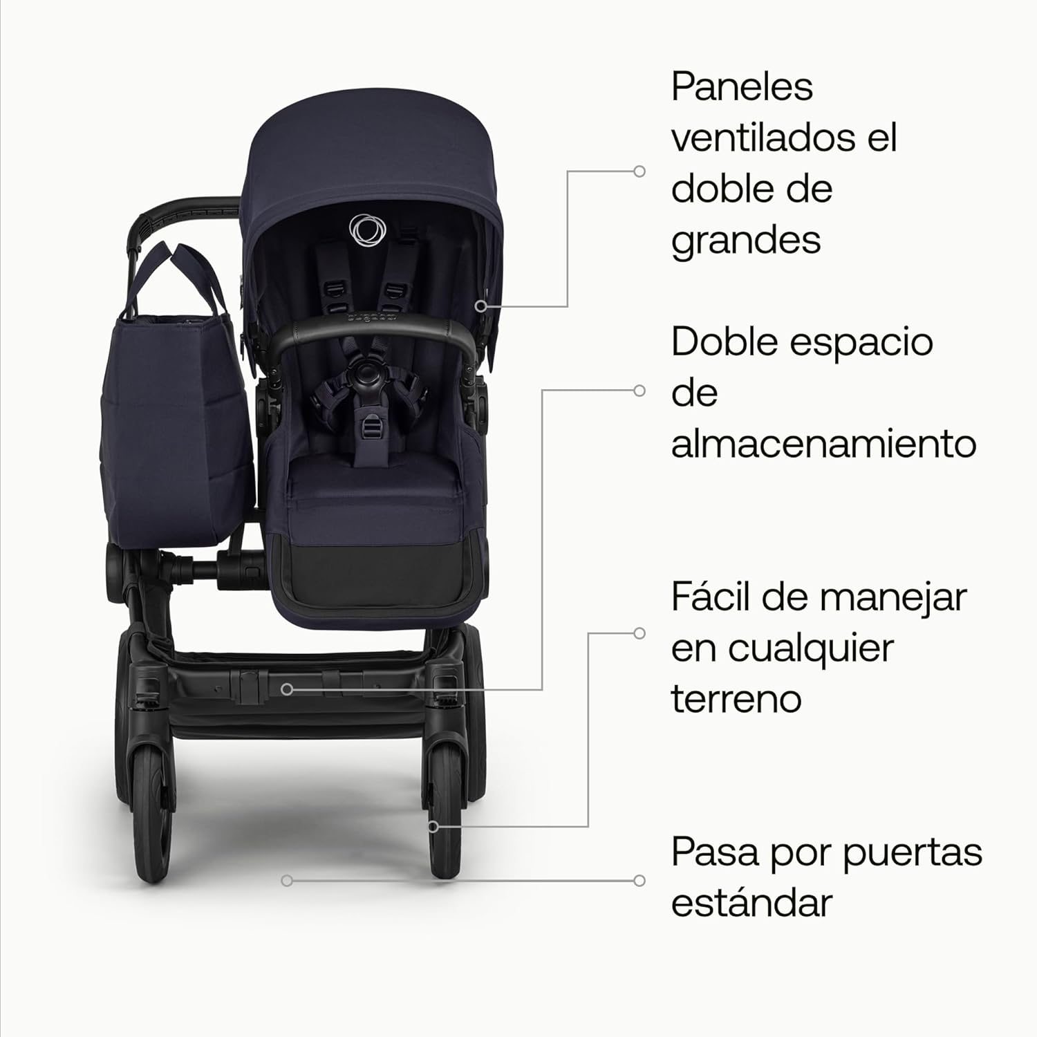 Bugaboo Donkey 6 carrito individual convertible en doble y gemelar, carrito para recién nacido y niño pequeño, doble almacena