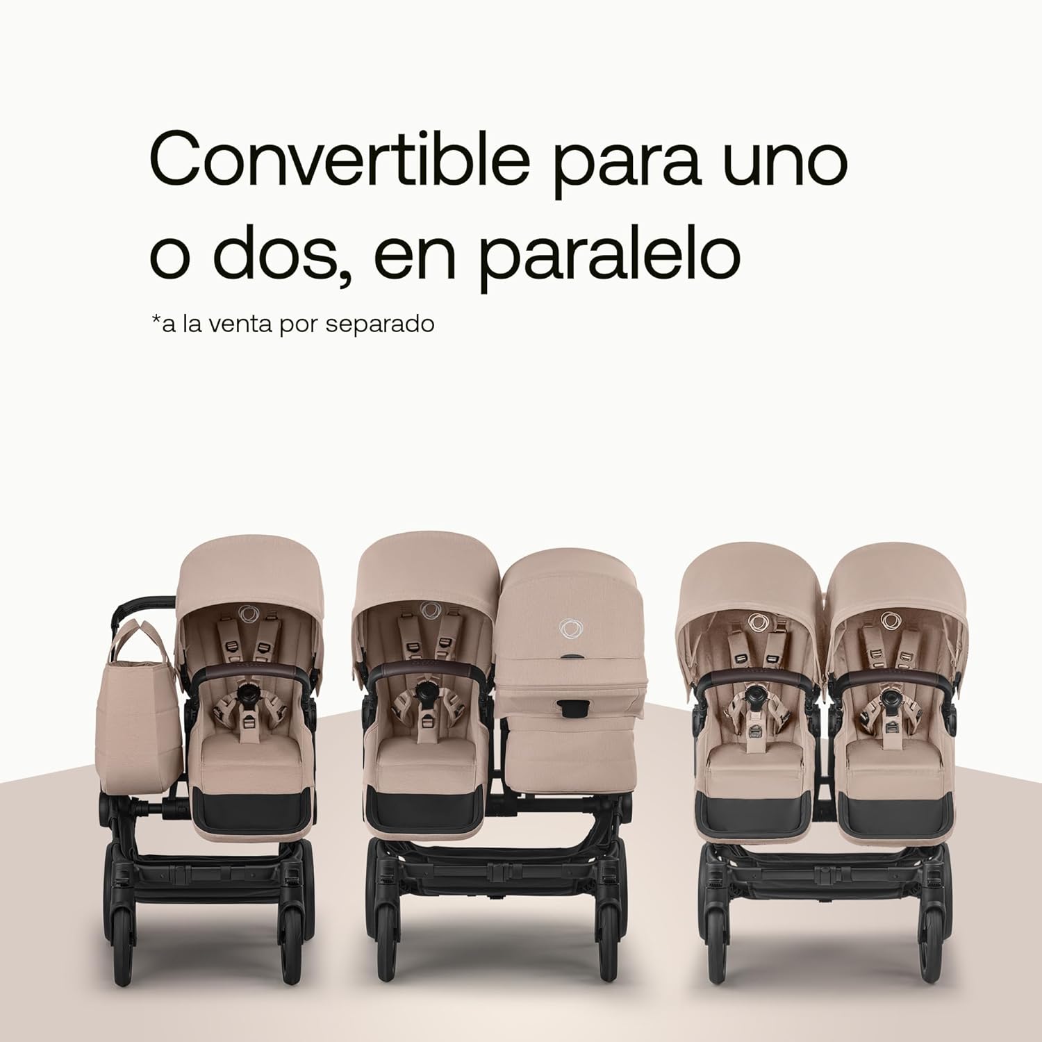 Bugaboo Donkey 6 carrito individual convertible en doble y gemelar, carrito para recién nacido y niño pequeño, doble almacena