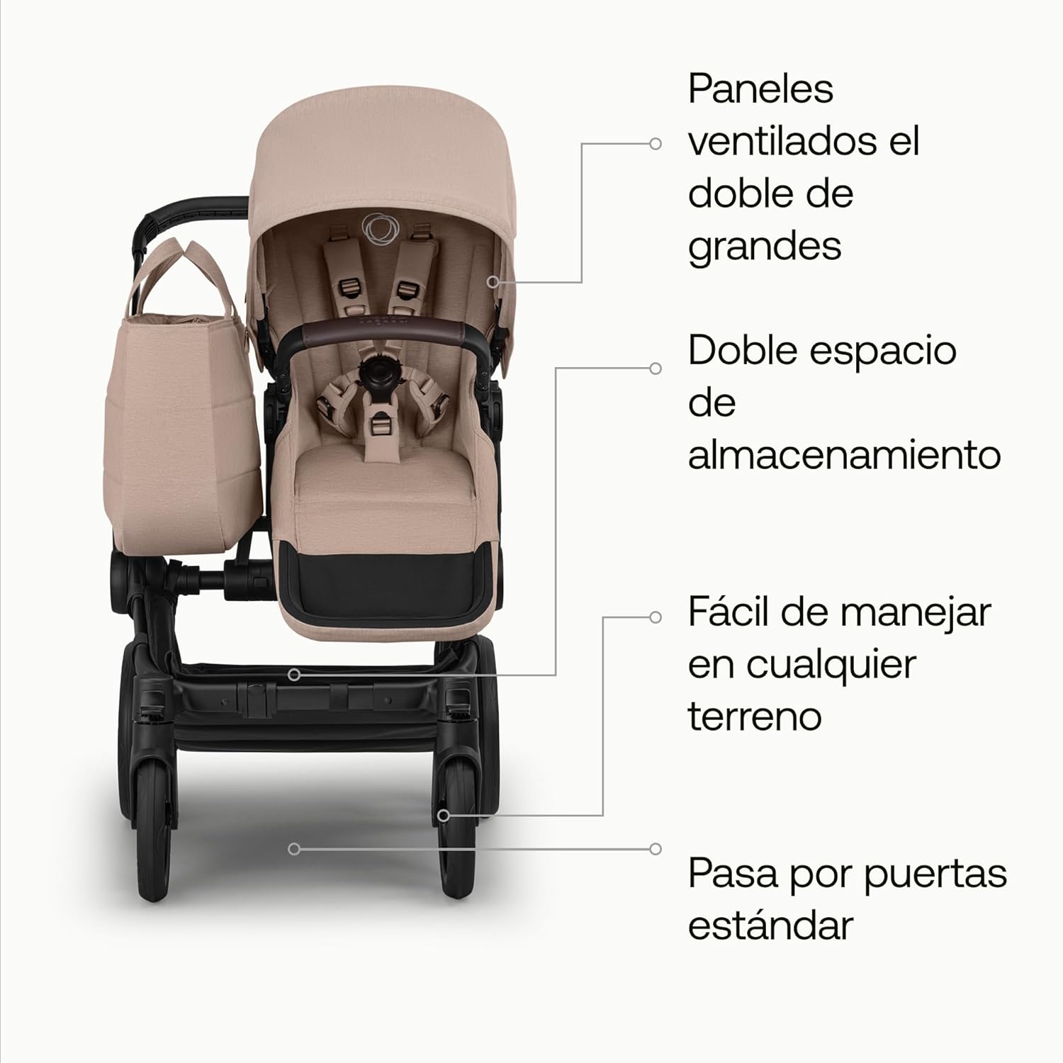 Bugaboo Donkey 6 carrito individual convertible en doble y gemelar, carrito para recién nacido y niño pequeño, doble almacena
