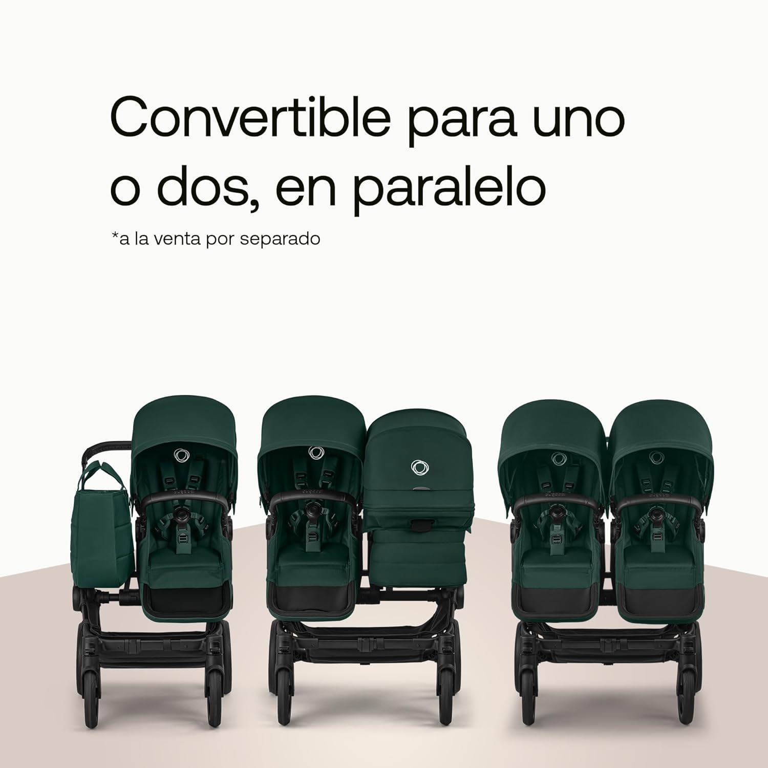 Bugaboo Donkey 6 carrito individual convertible en doble y gemelar, carrito para recién nacido y niño pequeño, doble almacena