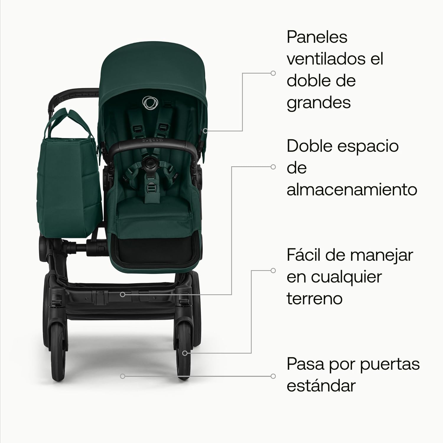 Bugaboo Donkey 6 carrito individual convertible en doble y gemelar, carrito para recién nacido y niño pequeño, doble almacena