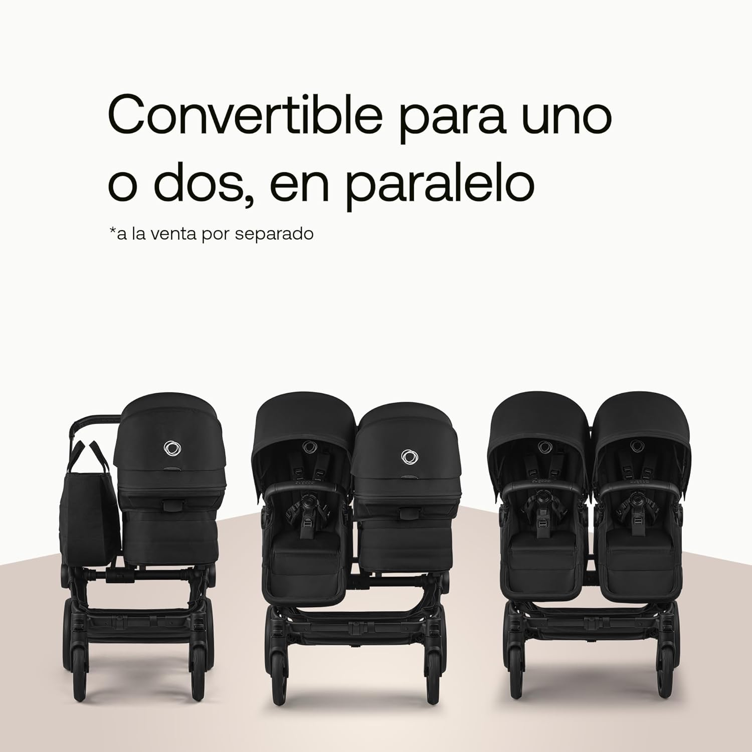 Bugaboo Donkey 6 carrito individual convertible en doble y gemelar, carrito para recién nacido y niño pequeño, doble almacena
