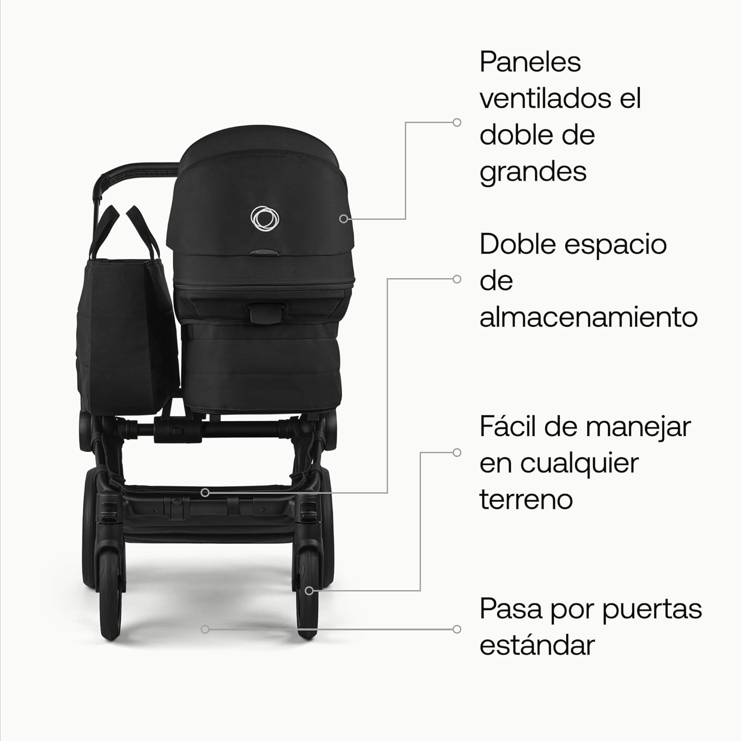 Bugaboo Donkey 6 carrito individual convertible en doble y gemelar, carrito para recién nacido y niño pequeño, doble almacena