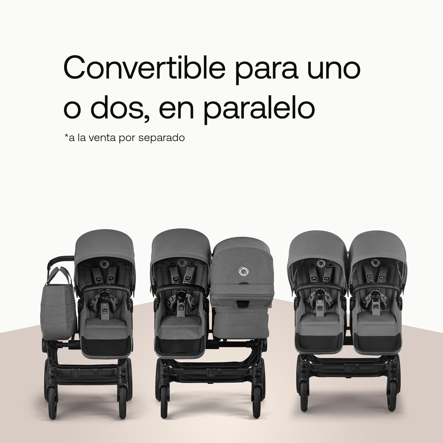 Bugaboo Donkey 6 carrito individual convertible en doble y gemelar, carrito para recién nacido y niño pequeño, doble almacena