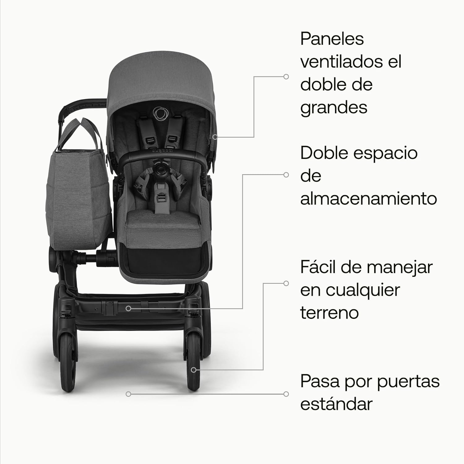 Bugaboo Donkey 6 carrito individual convertible en doble y gemelar, carrito para recién nacido y niño pequeño, doble almacena