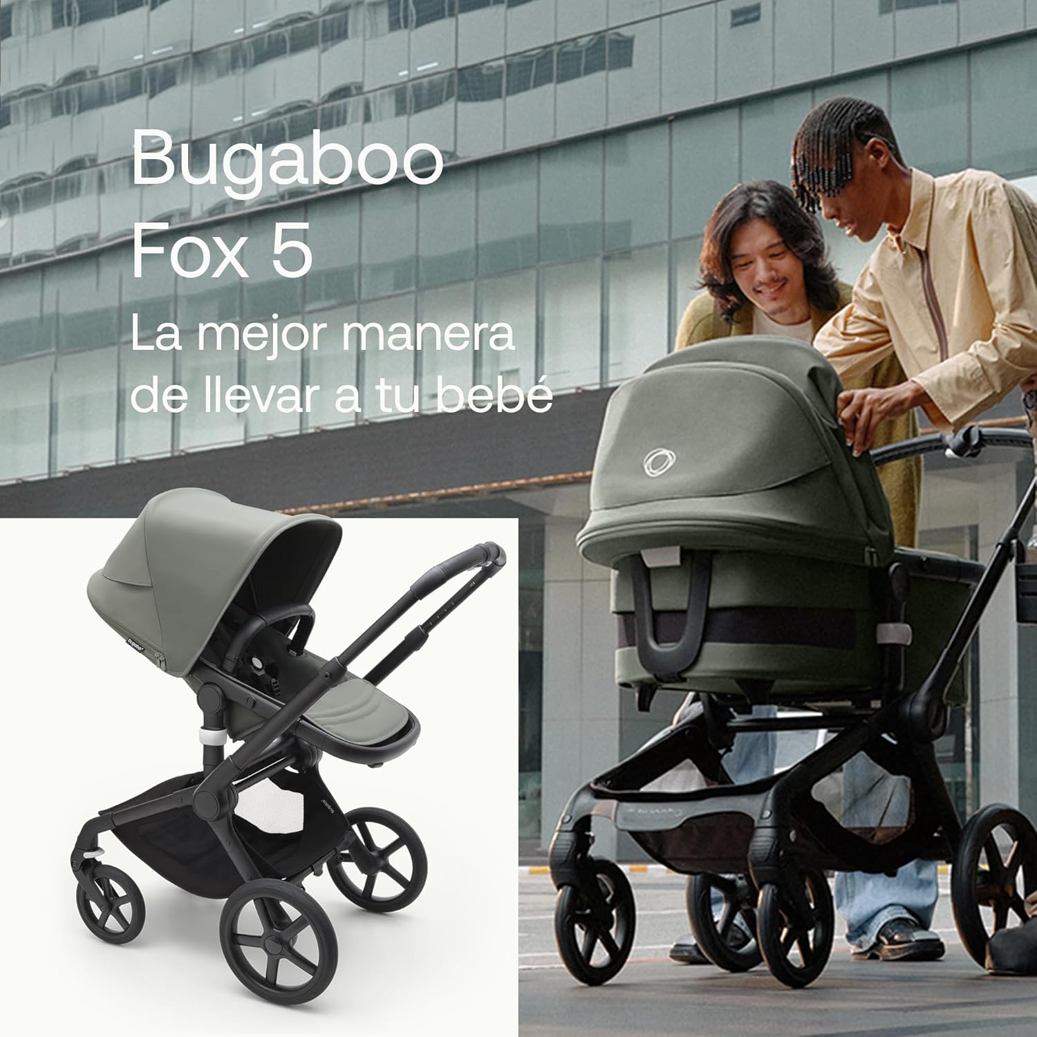 Bugaboo Fox 5 Carrito Todoterreno, Cochecito de Bebé 2 en 1, Suspensión Total, Fácil Plegado, Capazo Espacioso, Asiento Exten