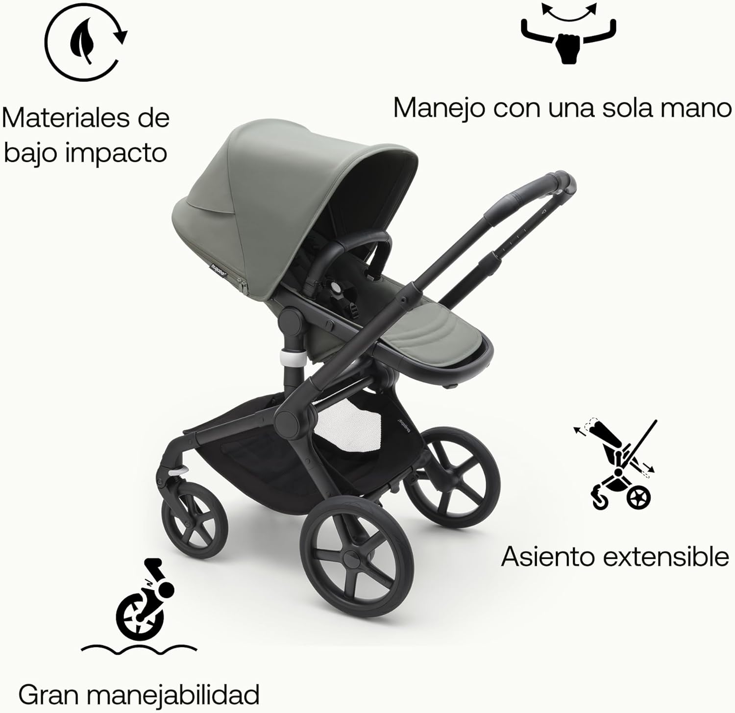 Bugaboo Fox 5 Carrito Todoterreno, Cochecito de Bebé 2 en 1, Suspensión Total, Fácil Plegado, Capazo Espacioso, Asiento Exten