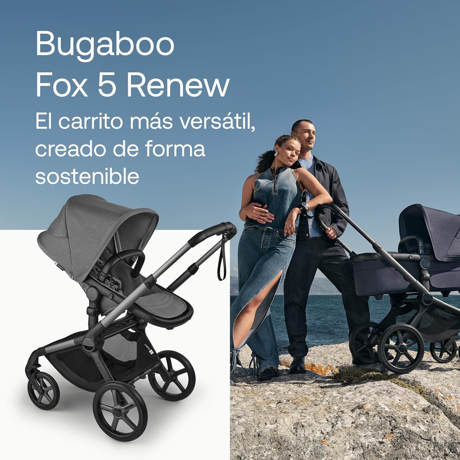 Bugaboo Fox 5 Renew Carrito Todoterreno, Cochecito de Bebé 2 en 1, Suspensión Total, Fácil Plegado, Capazo Espacioso, Asiento
