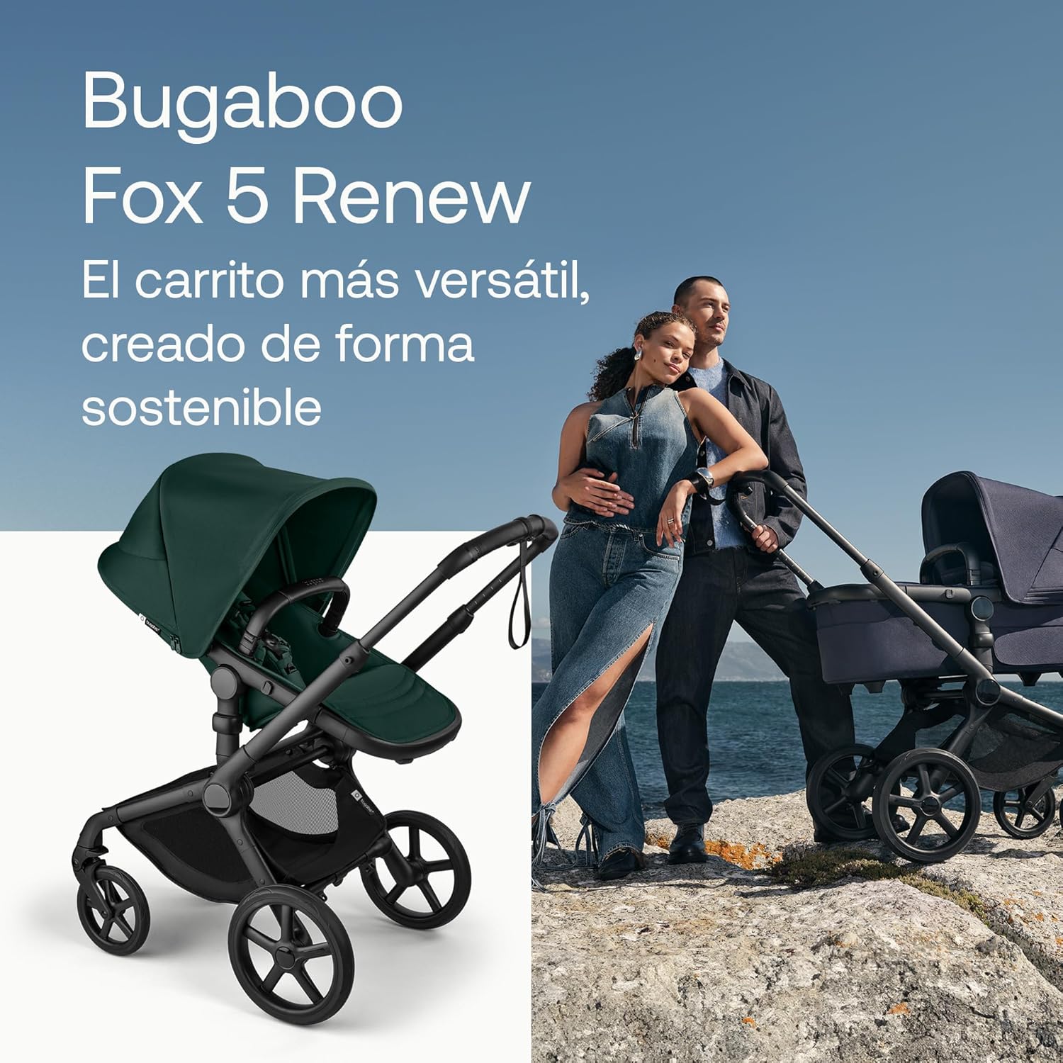 Bugaboo Fox 5 Renew Carrito Todoterreno, Cochecito de Bebé 2 en 1, Suspensión Total, Fácil Plegado, Capazo Espacioso, Asiento