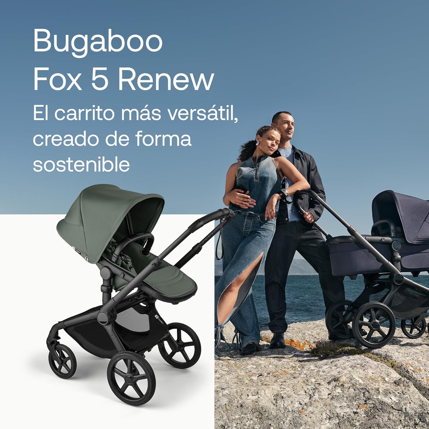 Bugaboo Fox 5 Renew Carrito Todoterreno, Cochecito de Bebé 2 en 1, Suspensión Total, Fácil Plegado, Capazo Espacioso, Asiento
