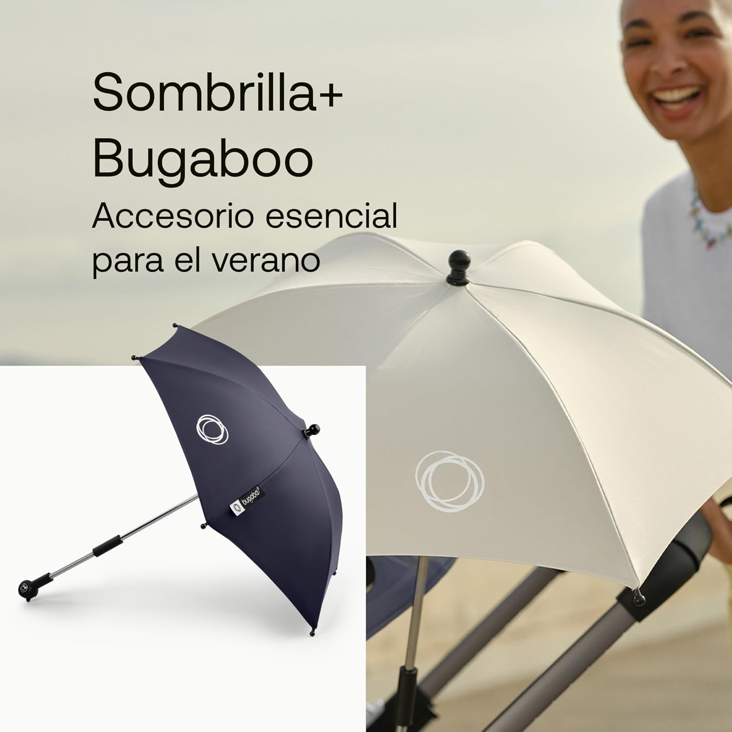 Bugaboo Sombrilla+, Compatible con todos los carritos Bugaboo, Tejido de protección solar UPF 50+ para una protección solar ó