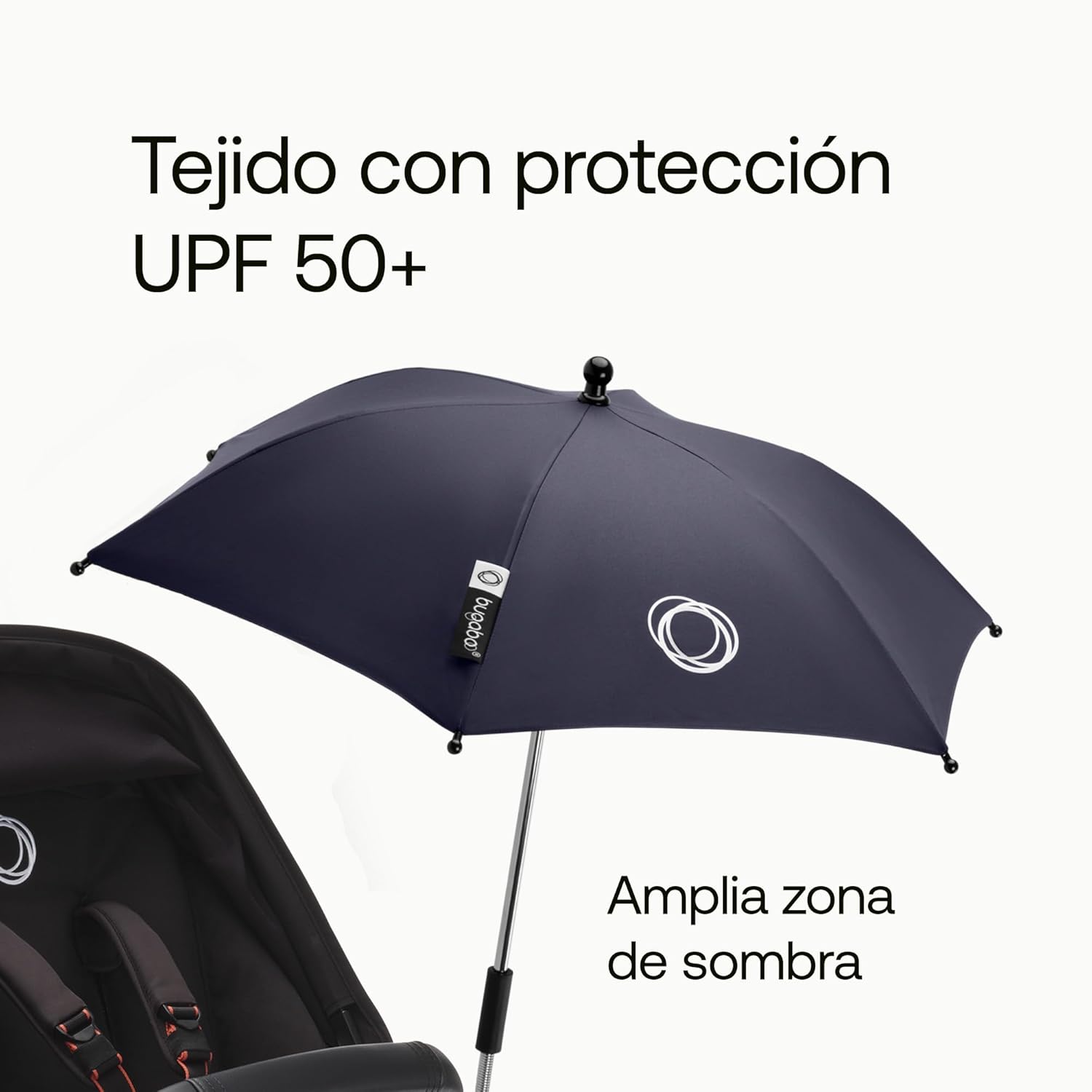 Bugaboo Sombrilla+, Compatible con todos los carritos Bugaboo, Tejido de protección solar UPF 50+ para una protección solar ó