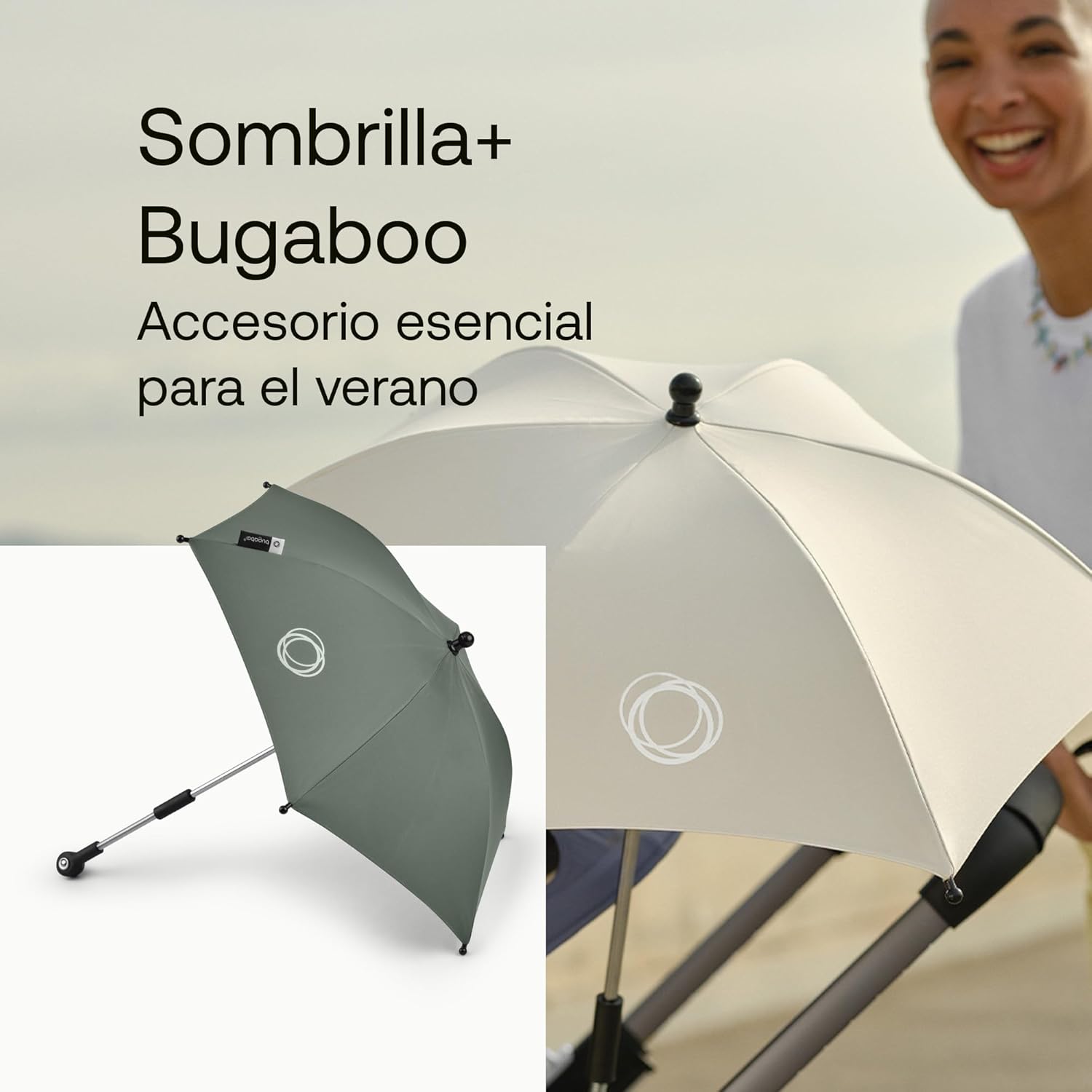 Bugaboo Sombrilla+, Compatible con todos los carritos Bugaboo, Tejido de protección solar UPF 50+ para una protección solar ó