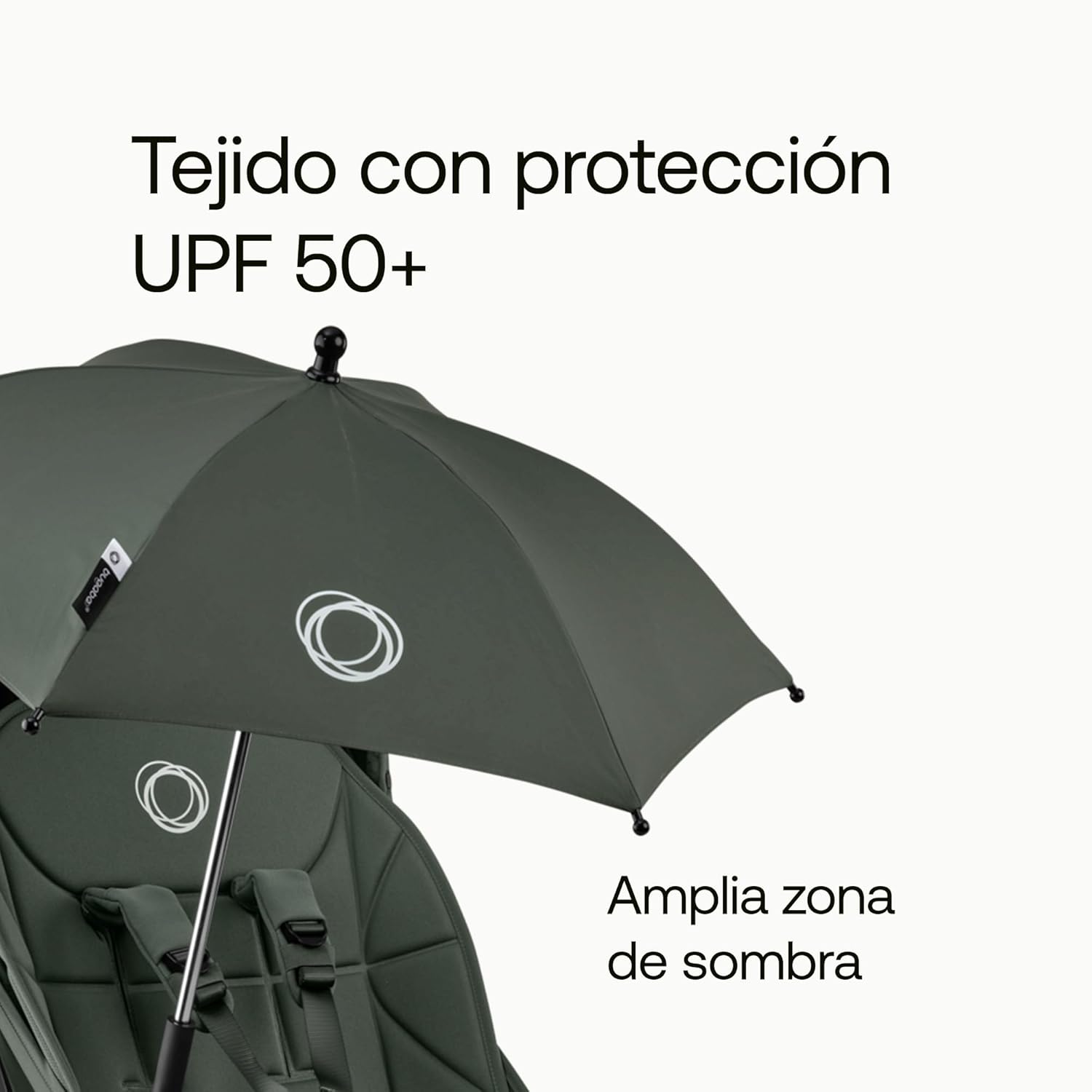 Bugaboo Sombrilla+, Compatible con todos los carritos Bugaboo, Tejido de protección solar UPF 50+ para una protección solar ó