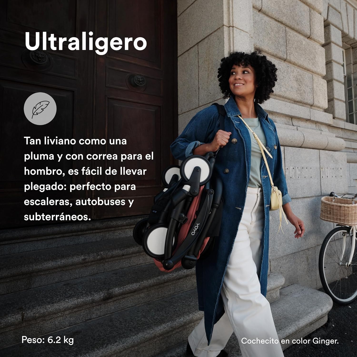 Cochecito Stokke YOYO3 a partir de 6 meses - Incluye chasis negro, cojín de asiento Air France Blue & dosel - Se pliega y des