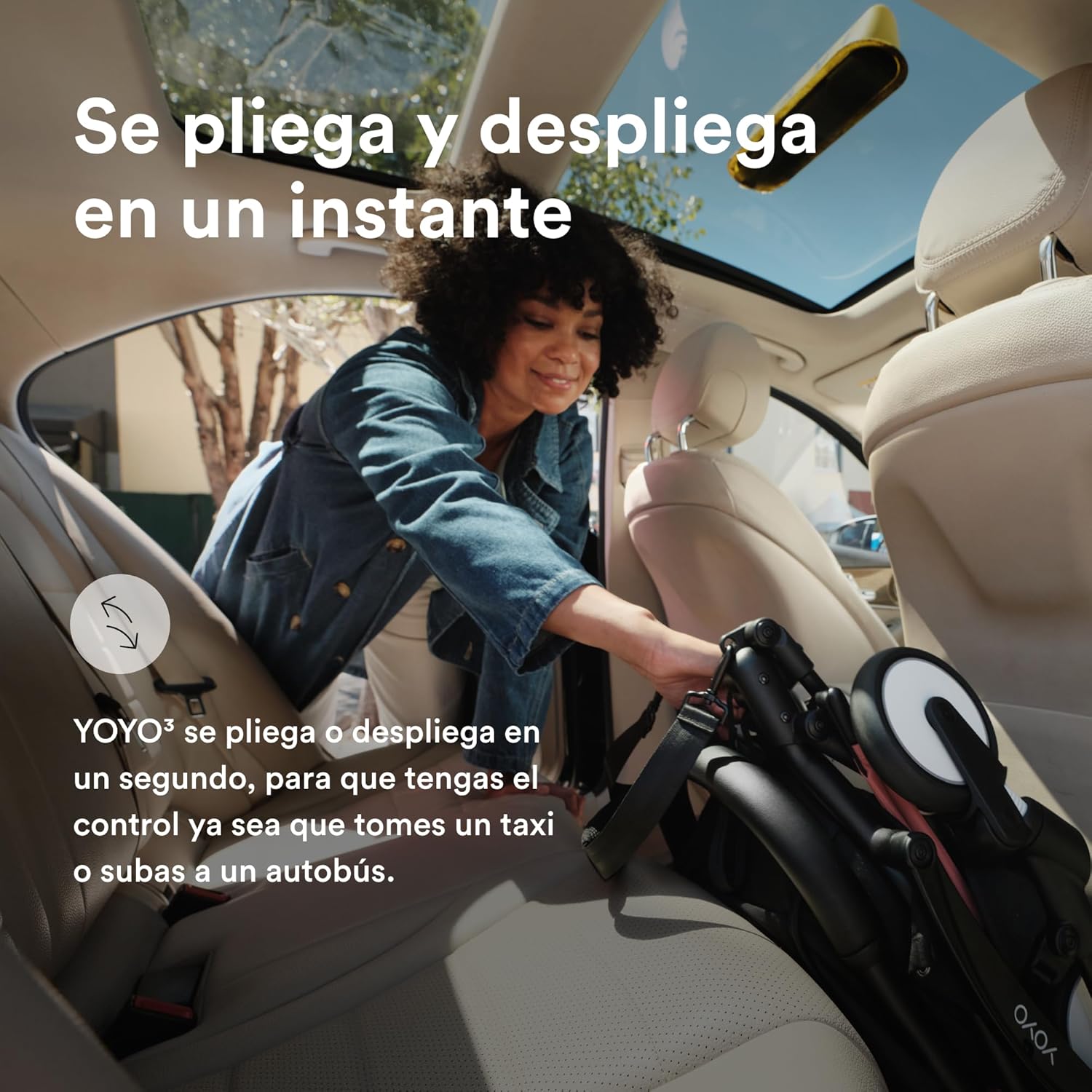 Cochecito Stokke YOYO3 a partir de 6 meses - Incluye chasis negro/cojín de asiento Ginger + dosel - Se pliega y despliega en