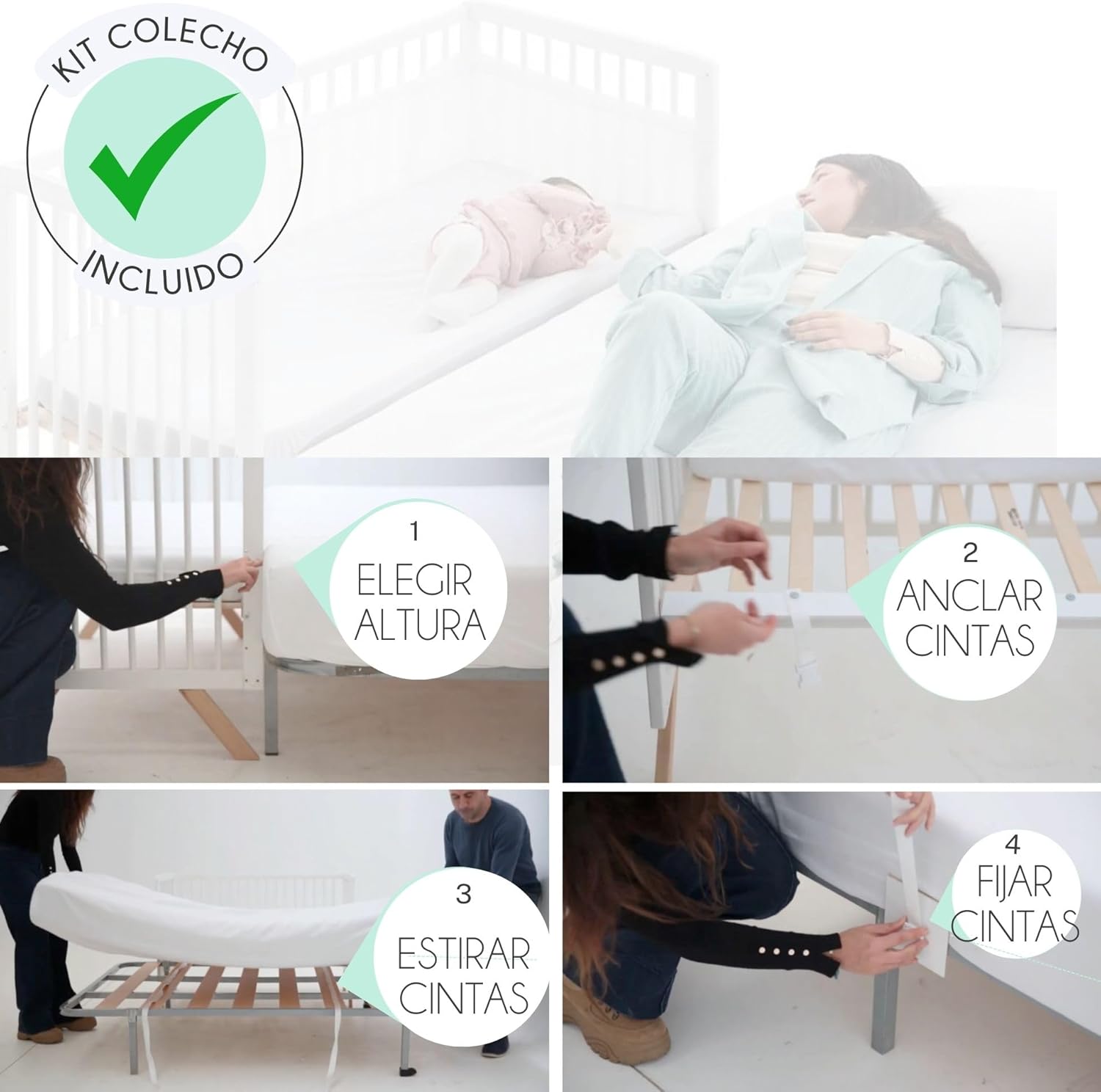 Cuna Colecho de Bebé Koala Estilo Nórdico Natural 120x60 cm, de Madera de Haya, con Kit Colecho Incluido CoolDreams - vista 3