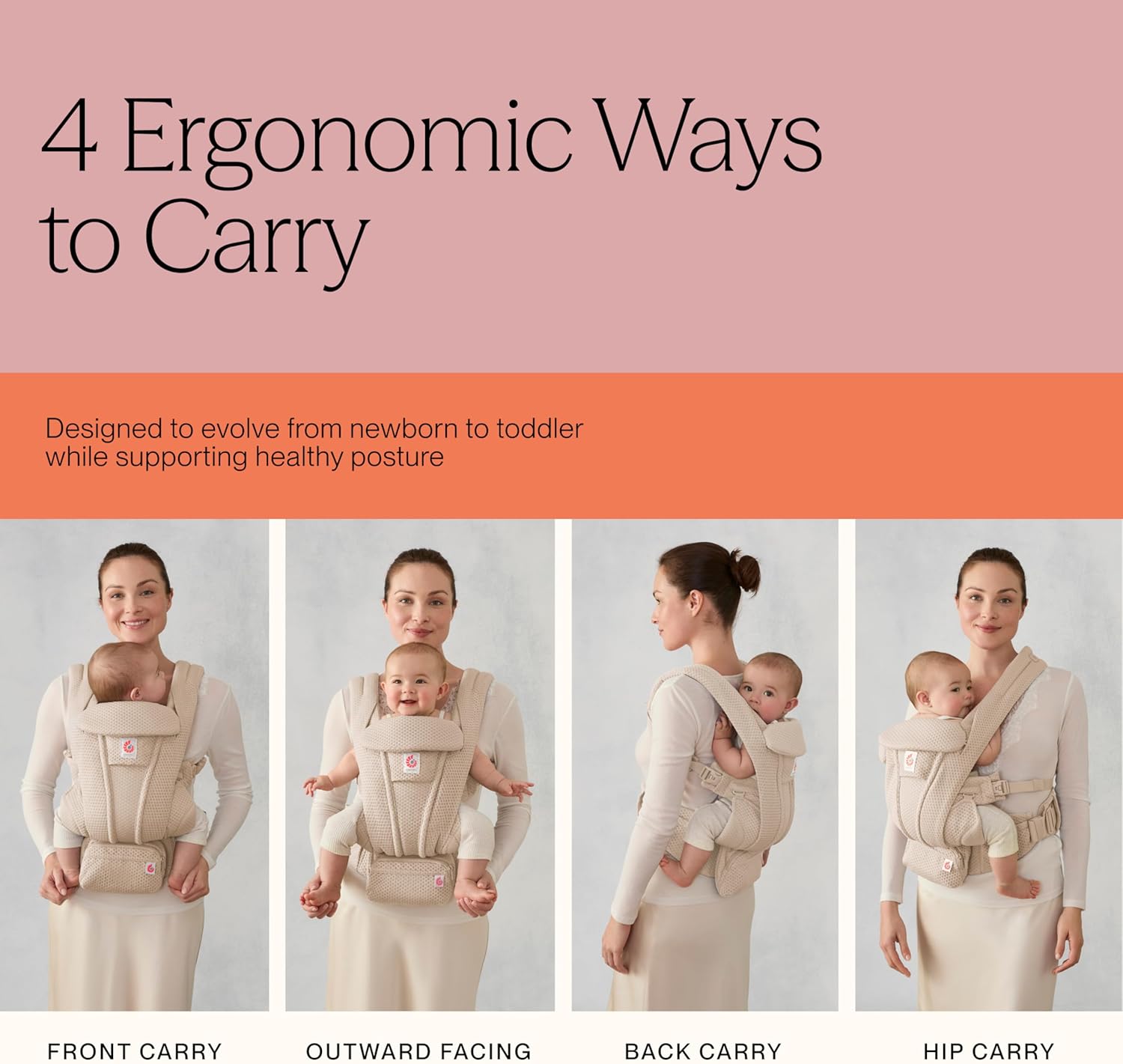Ergobaby Omni Deluxe - Portabebés todo en uno para recién nacidos desde el nacimiento hasta 20 kg, ergonómico, 4 posiciones,