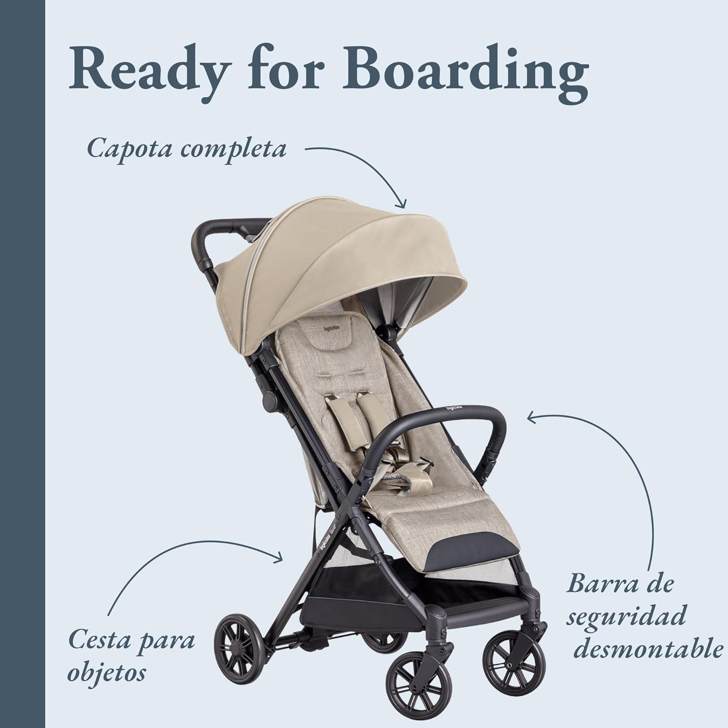 Inglesina Silla de Paseo ligera Quid², hasta 22 kg, Compacta y Ligera, Ideal para Avión, Alpaca Beige - vista 3