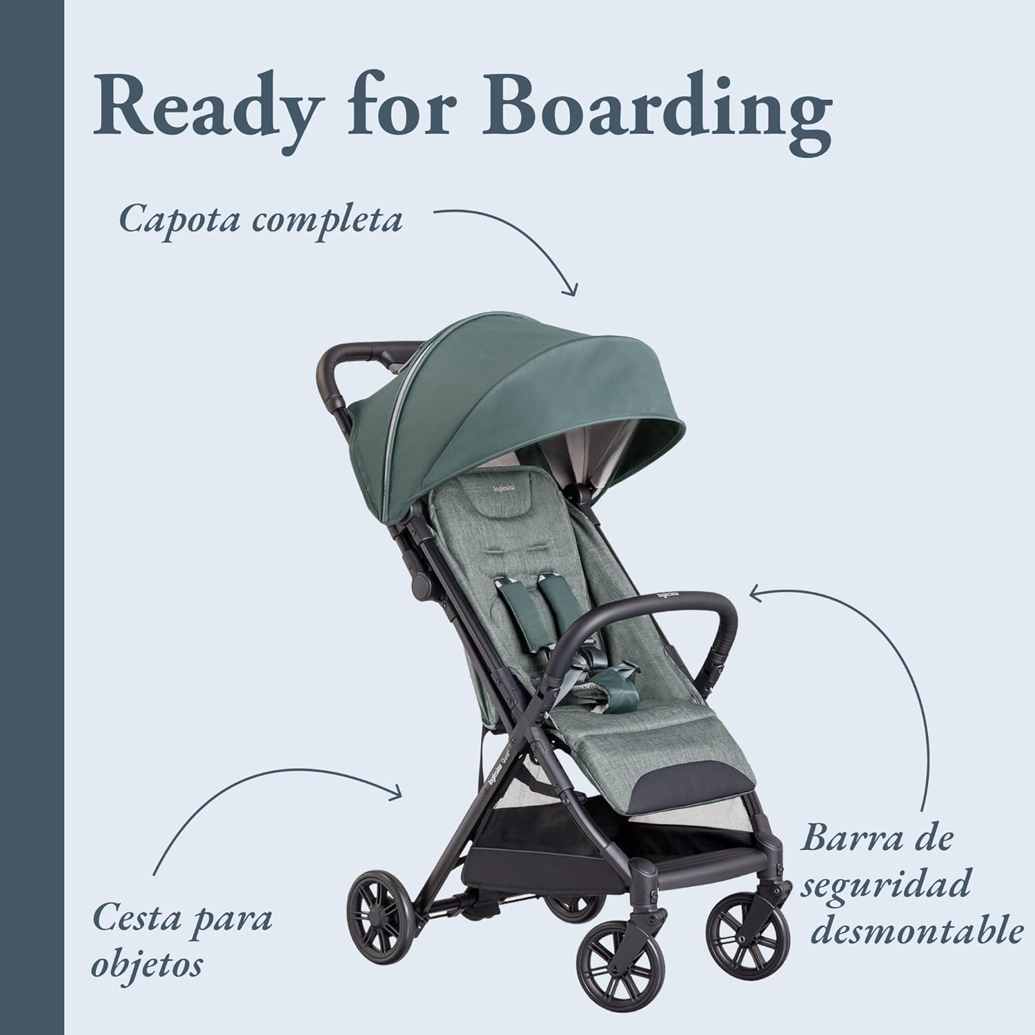 Inglesina Silla de Paseo ligera Quid², hasta 22 kg, Compacta y Ligera, Ideal para Avión, Elephant Grey - vista 3