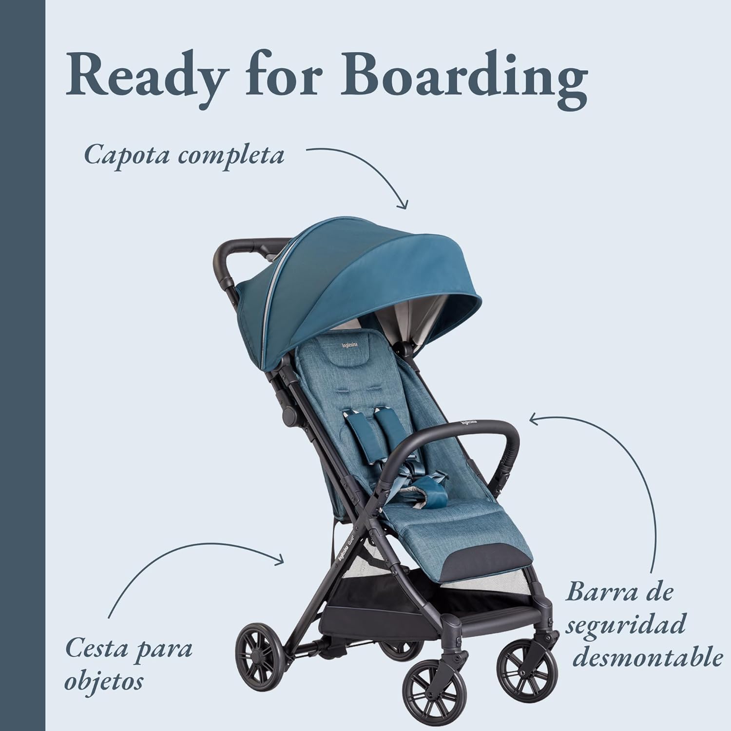 Inglesina Silla de Paseo ligera Quid², hasta 22 kg, Compacta y Ligera, Ideal para Avión, Manta Blue - vista 3