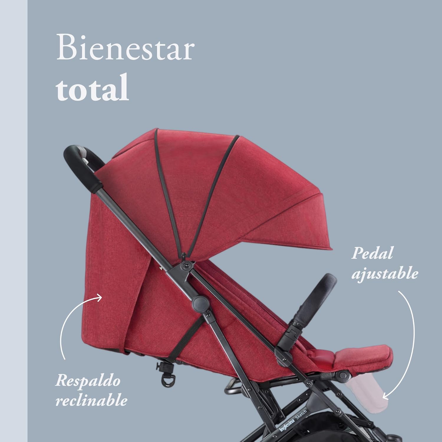 Inglesina Sketch - Silla de paseo ligera y compacta, color rojo - vista 3