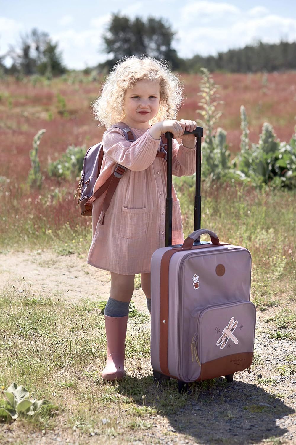 LÄSSIG Adventure Carro para niños con correas de embalaje y ruedas, 46 cm, 18 L, Dragonfly púrpura - vista 3