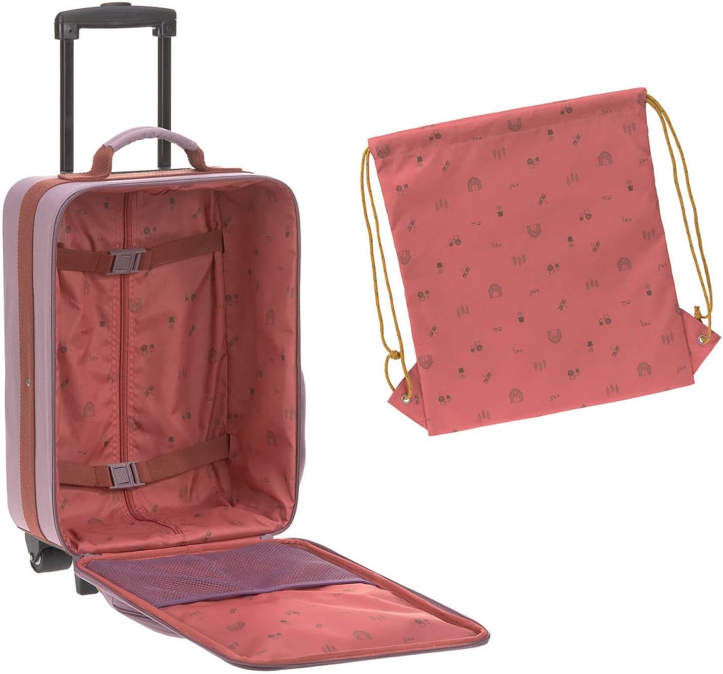 LÄSSIG Adventure Carro para niños con correas de embalaje y ruedas, 46 cm, 18 L, Dragonfly púrpura - característica 4