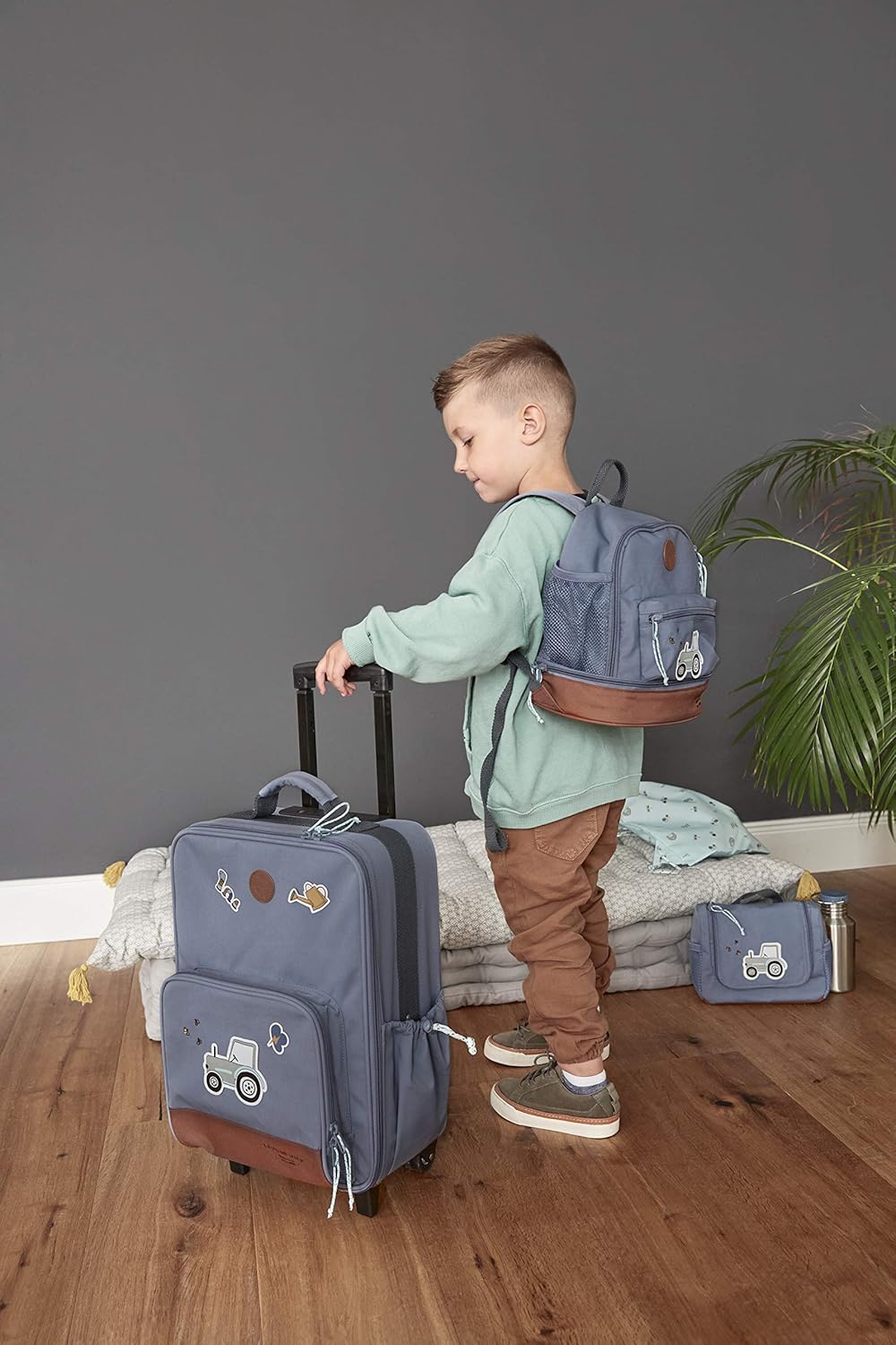 Lässig Maleta de Viaje para niños con asta telescópica y Ruedas para Equipaje de Mano/Trolley para niños Adventure Tractor -
