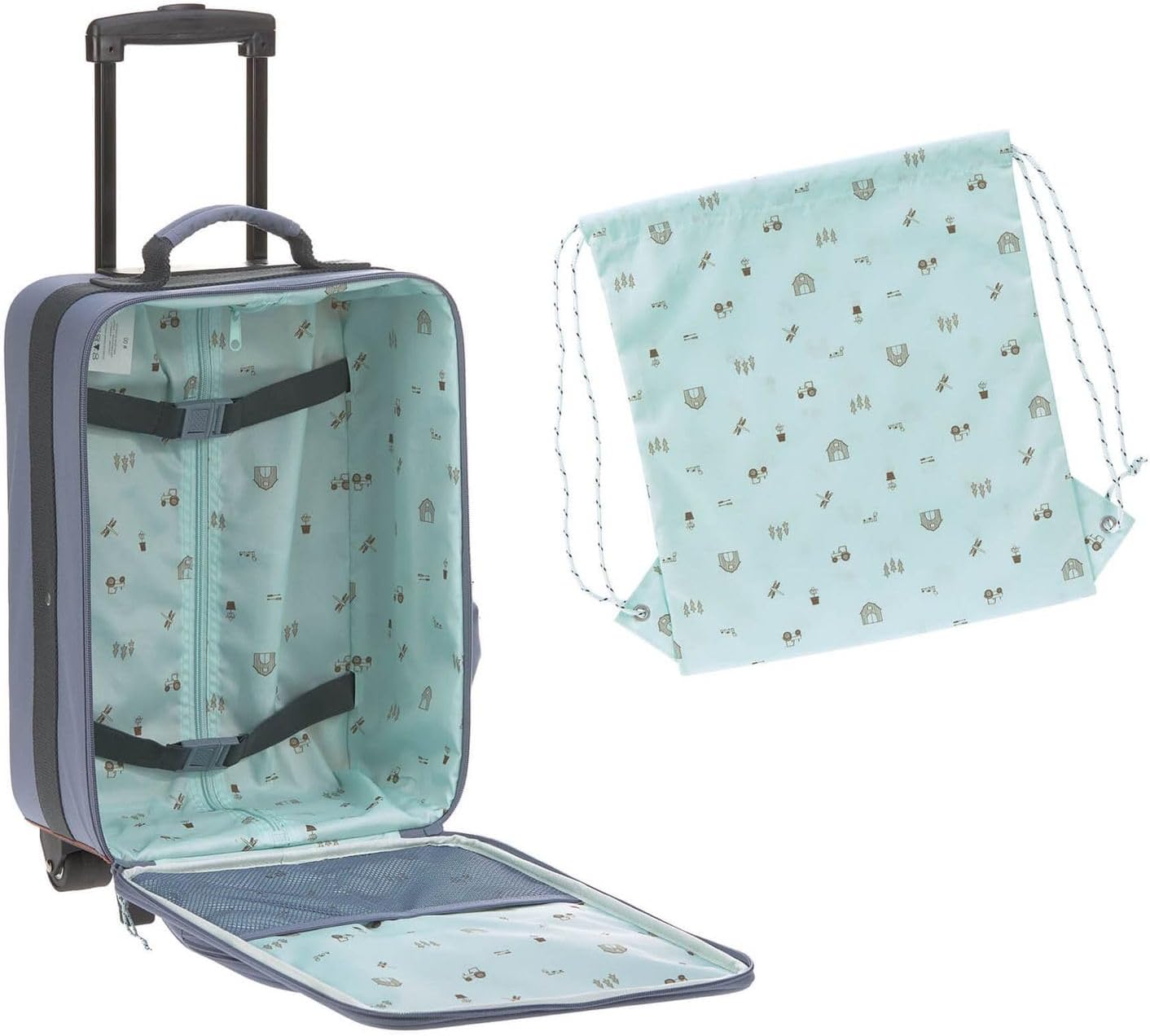 Lässig Maleta de Viaje para niños con asta telescópica y Ruedas para Equipaje de Mano/Trolley para niños Adventure Tractor -