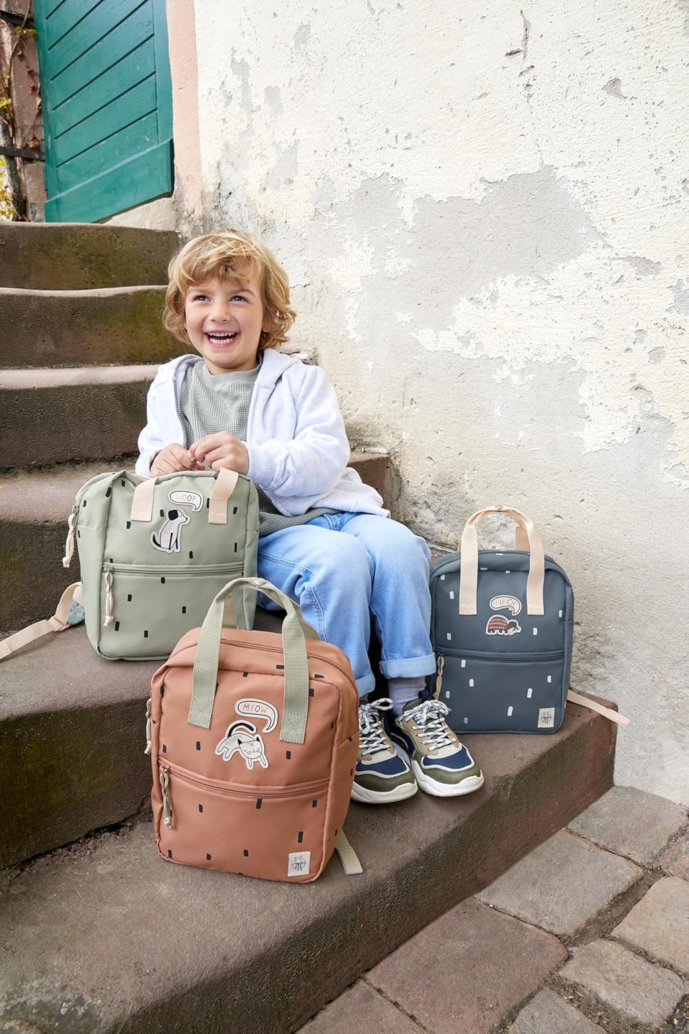 LÄSSIG Mochila Infantil con Correa para el Pecho Mochila para guardería 28 cm, 5,5 litros, 3 años/Mini Square Backpack - deta